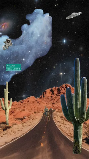 Space Cowboy Cosmic Journey Wallpaper