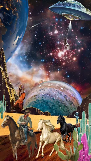 Space Cowboy In Cosmic Frontier Wallpaper