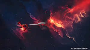 Space Cowboy In Fiery Cosmos Wallpaper