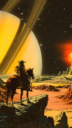 Space Cowboy On Alien Frontier Wallpaper