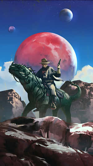 Space Cowboy On Alien Frontier Wallpaper
