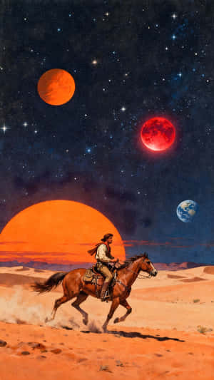 Space Cowboy Riding Mars Wallpaper