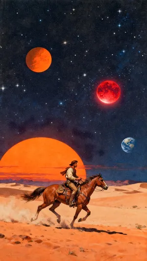 Space Cowboy Riding Mars Wallpaper