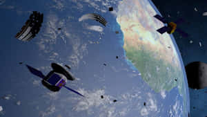 Space Debris Orbiting Earth Wallpaper
