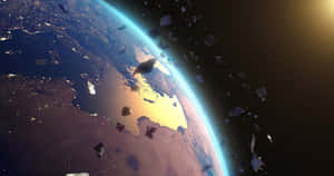 Space Debris Orbiting Earth Wallpaper