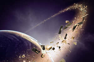 Space Debris Orbiting Earth Wallpaper