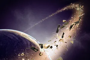 Space Debris Orbiting Earth Wallpaper