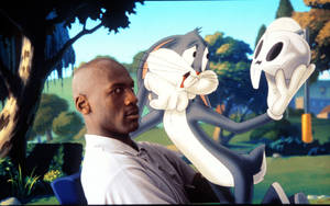 Space Jam Jordan And Bugs Wallpaper