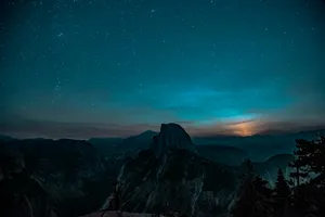 Space Night Stars With Mountains Wallpaper