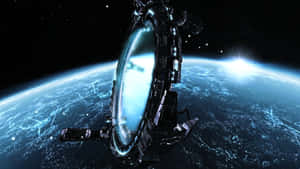 Space Portal Above Earth Wallpaper