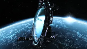 Space Portal Above Earth Wallpaper
