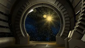 Spaceship Viewport Starry Space Wallpaper