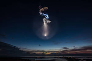 Spacex Rocket Long Exposure Wallpaper