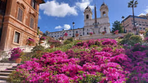 Spanish Steps Daylight Flowers Wallpaper