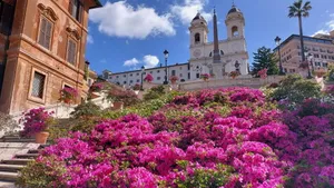Spanish Steps Daylight Flowers Wallpaper