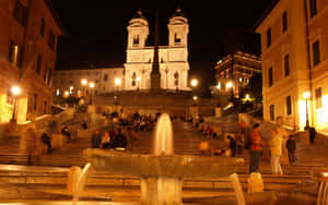 Spanish Steps Golden Lights Wallpaper