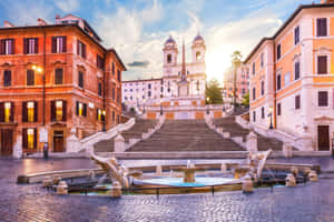 Spanish Steps Hazy Clouds Wallpaper