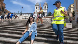Spanish Steps Security Woman Wallpaper