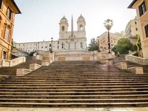 Spanish Steps Woman Going Down Wallpaper