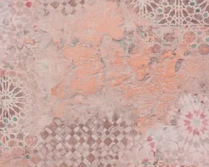 Spanish Tiles In Brown And Orange Distraught Wallpaper