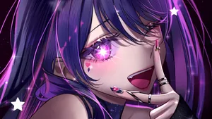 Sparkling Anime Girl Glance Wallpaper