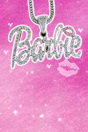 Sparkling Barbie Necklace Pink Background Wallpaper