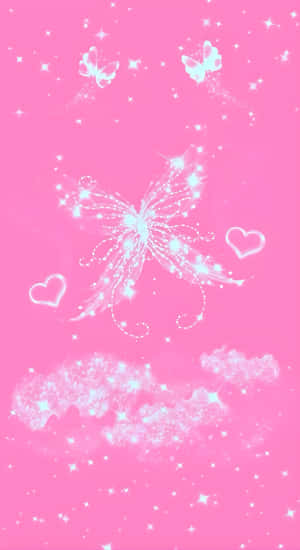 Sparkling Butterfly Hearts Wallpaper