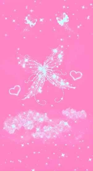 Sparkling Butterfly Hearts Wallpaper