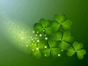 Sparkling Green Shamrocks Background Wallpaper