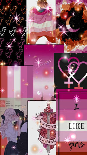 Sparkling Lesbian Aesthetic Collage Wallpaper