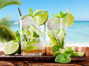 Sparkling Lime-mint Tropical Drink Wallpaper