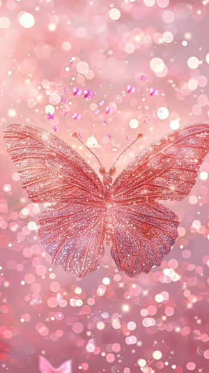 Sparkling Pink Butterfly Background Wallpaper