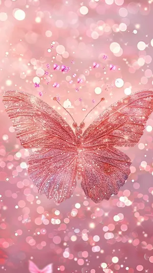 Sparkling Pink Butterfly Background Wallpaper