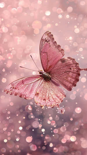 Sparkling Pink Butterfly Bokeh Background Wallpaper