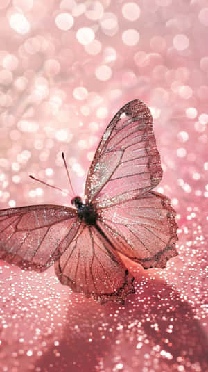 Sparkling Pink Butterfly Bokeh Background Wallpaper