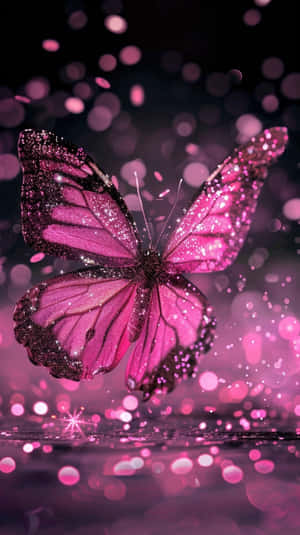 Sparkling Pink Butterfly Fantasy Wallpaper