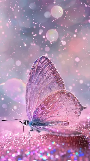 Sparkling Pink Butterfly Fantasy Wallpaper