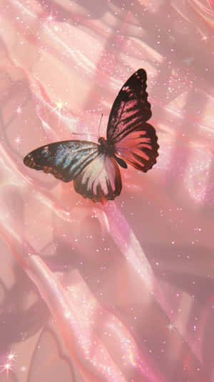 Sparkling Pink Butterfly Fantasy Wallpaper