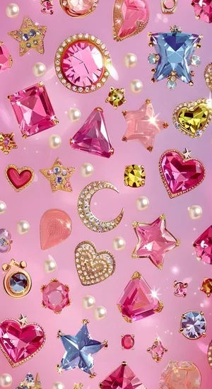 Sparkling Pink Gemstone Collage Wallpaper