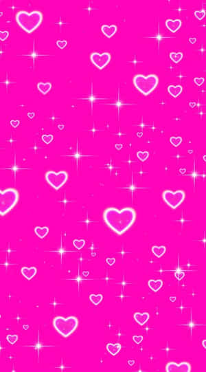 Sparkling Pink Hearts Background Wallpaper