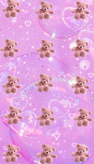 Sparkling Pink Teddy Bears Wallpaper Wallpaper