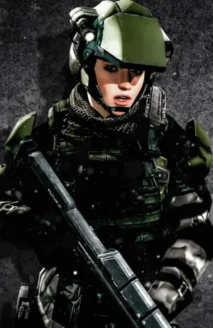 Spartan Soldier From Halo Unsc With Futuristic Battle Armor And Weapons Wallpaper