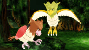 Spearow And Shiny Spearow 3d In Forest Wallpaper