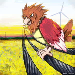 Spearow Perched On Power Line Fanart Wallpaper