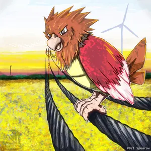 Spearow Perched On Power Line Fanart Wallpaper