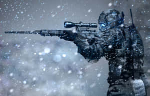 Special Forces Man Shooting Amid Snowfalls Wallpaper