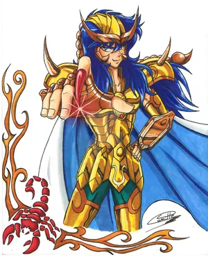 Spectacular Illustration Of The Aquarius Knight, Scorpio Milo Wallpaper