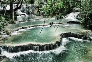 Spectacular Kuang Si Falls In Vientiane Wallpaper