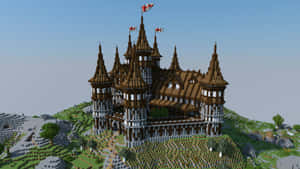 Spectacular Minecraft Castle Overlooking A Scenic Landscape Wallpaper