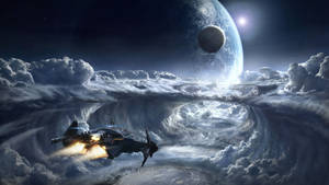 Spectacular Space Ship Digital Art Wallpaper